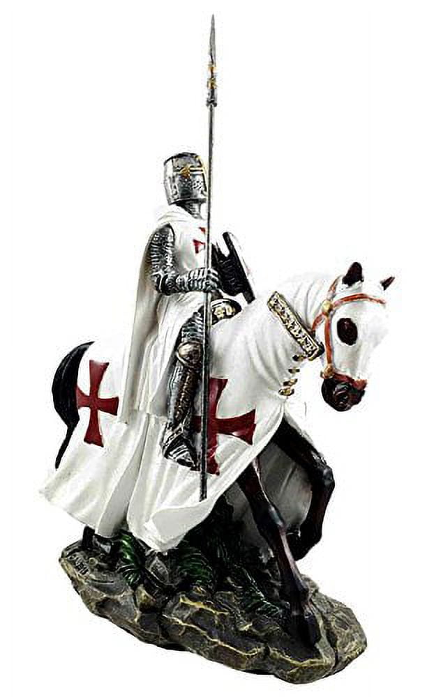 Crusader English Phalanx Spear Knight On Cavalry Horse Figurine