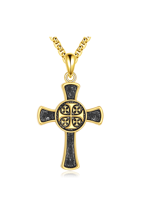 Crusader Jerusalem Cross Necklace Sterling Silver Crusaders Cross Pendant Necklace Cross Jewelry Gifts for Men Women