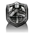 thumbnail image 1 of Crusader Knight Handmade Silver Men Signet Ring, Christian Medieval Templar Sterling Silver Men Jewelry, Silver Biker Ring, Memorial Gift, 1 of 5