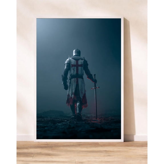 Crusader Knight Wall Art, Medieval Warrior Poster, Unframed Paper Poster 8x10in
