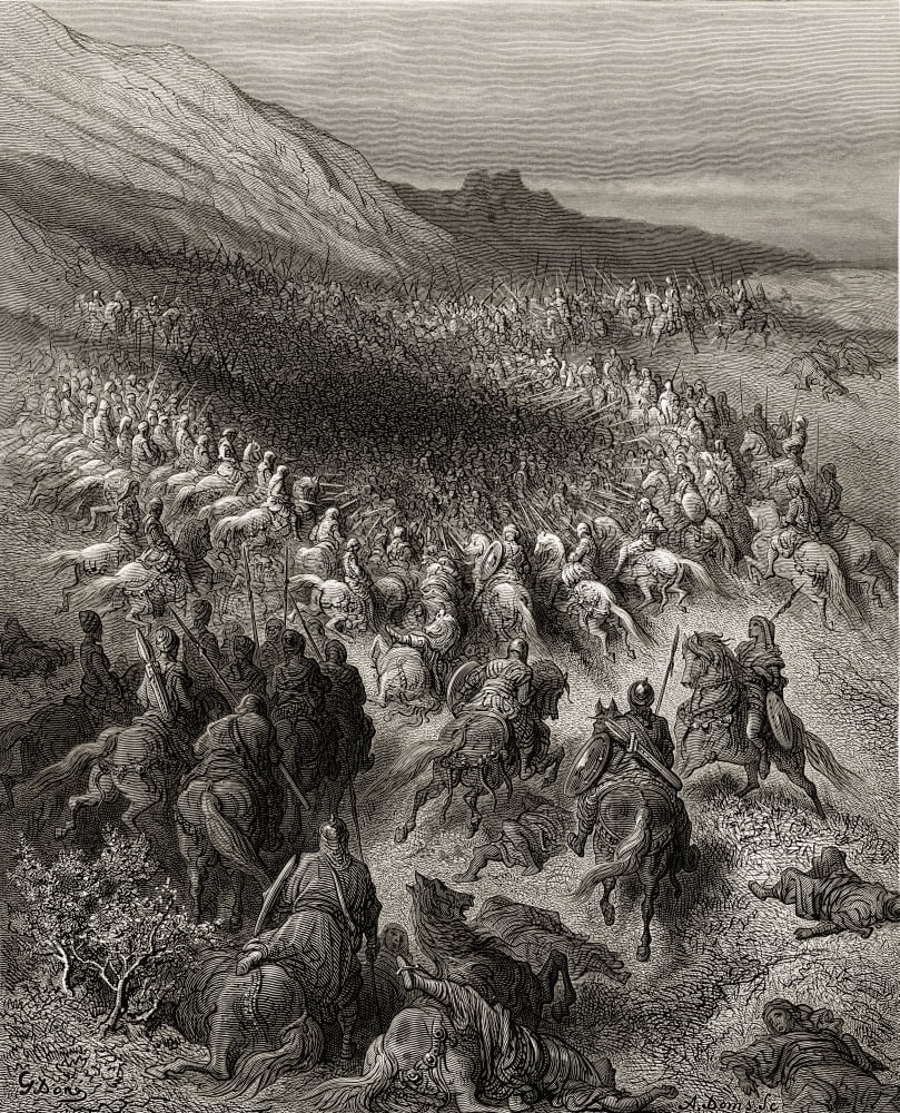 Crusaders Surrounded By Saladins Army 1187 Canvas Art - Ken Welsh Design Pics (26 x 32)