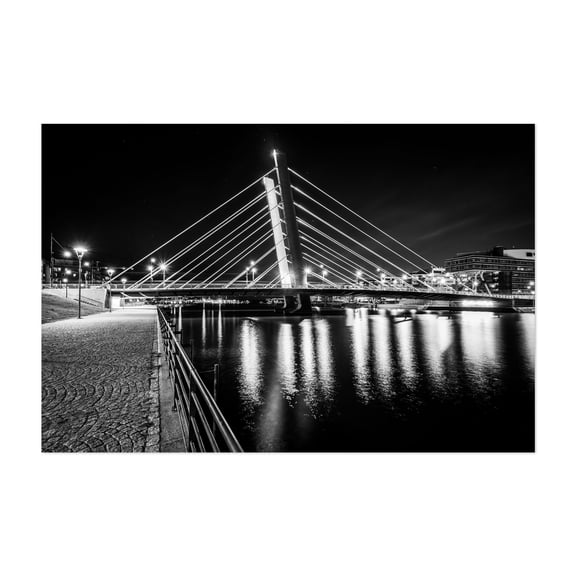 Crusell Bridge B&W - Helsinki Finland Photography Unframed Wall Art Print 8 x 12 inches