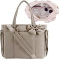 thumbnail image 1 of Crush Bow Tote Bag For Women - Lightweight Puffy Shoulder Bag W/ Bow Detail | Water-Resistant Handbag For Work, Travel & Beach, 1 of 8