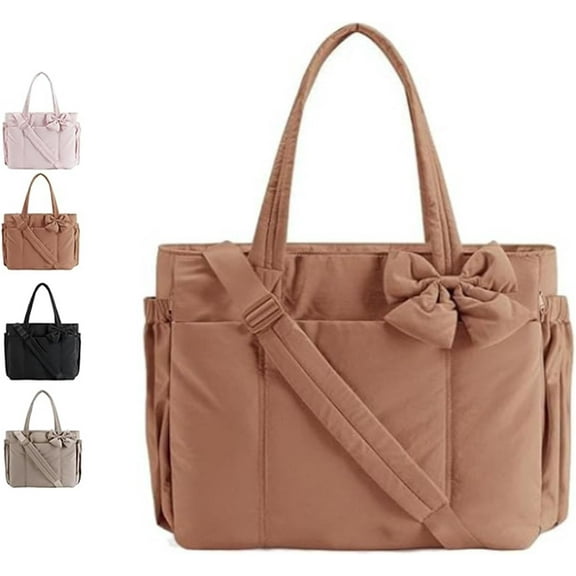 Crush Bow Tote Bag, Lightweight Crush Bow Tote Bag, Lightweight Large Purses For Women, For Work,Gym,Shopping & Travel Bags