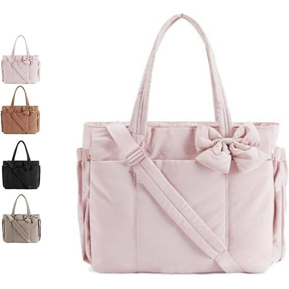 Crush Bow Tote Bag, Lightweight Crush Bow Tote Bag, Lightweight Large Purses For Women, For Work,Gym,Shopping & Travel Bags