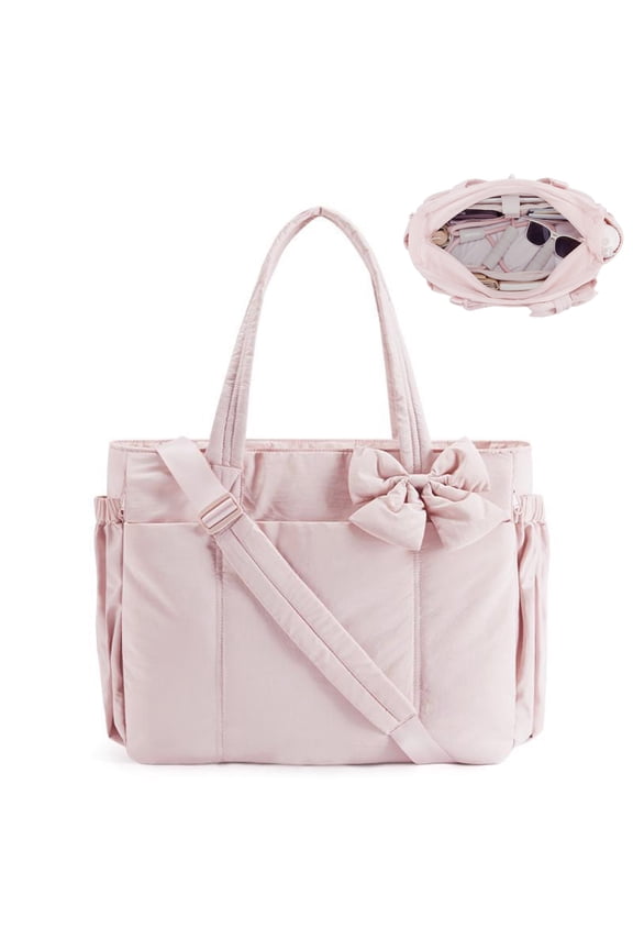 Crush Bow Tote Bag Multi-Scenario for Women Sling Bag - Fashion Tote for Work, Travel, Shopping, Gym & Cycling, Yoga Mat Compartment & Luggage Strap