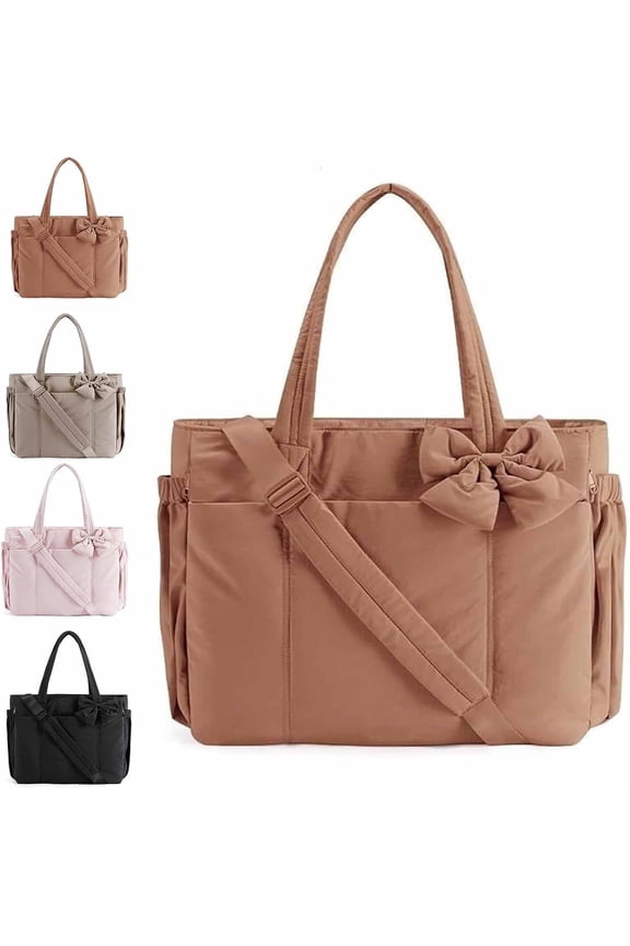 Crush Bow Tote Bag for Women - 2025 New Pink Tote Bags for Women, Lightweight Bag Smart Tote with 23L Large Capacity, Removable Bow Design for Work, Gym, Shopping & Travel