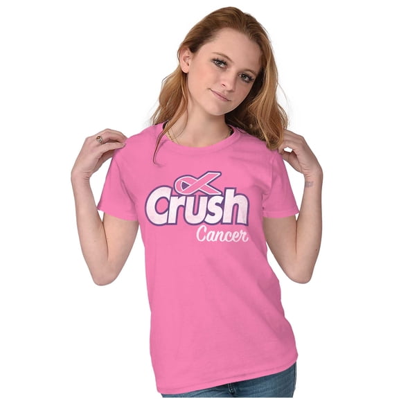 Crush Breast Cancer Awarness Ribbon Womens Slim Fit Graphic Tee Brisco Brands L