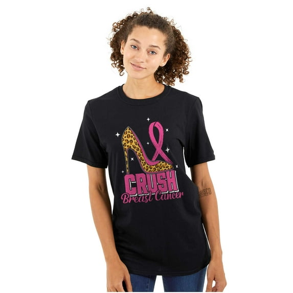 Crush Breast Cancer Cheetah Stiletto Womens Graphic T Shirt Tees Brisco Brands S
