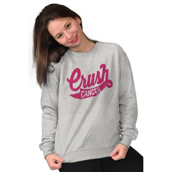 Crush Brest Cancer BCA Warrior Women Crewneck Sweatshirt Brisco Brands X