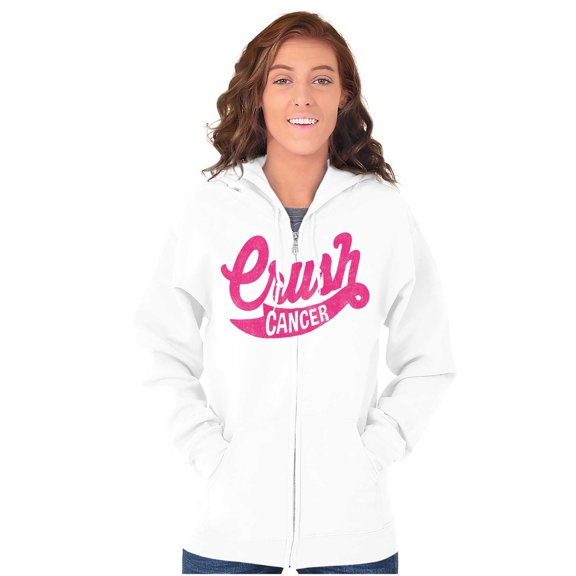 Crush Brest Cancer BCA Warrior Zip Hoodie Sweatshirt Women Brisco Brands L