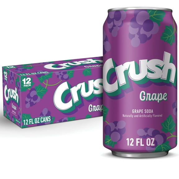 Crush Caffeine Free Grape Soda Pop, 12 fl oz, 12 Pack Cans