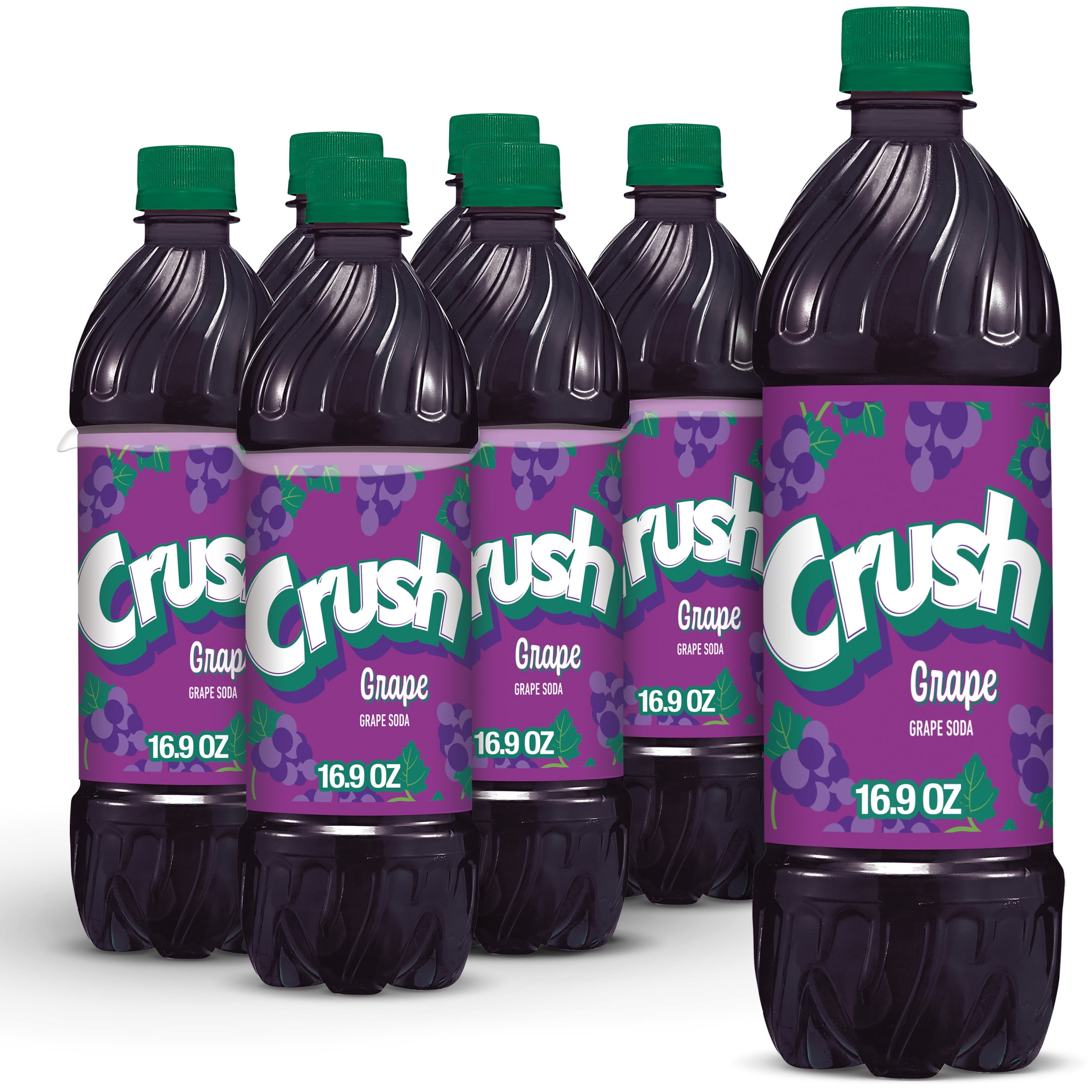 Crush Caffeine Free Grape Soda Pop, 16.9 fl oz, 6 Pack Bottles