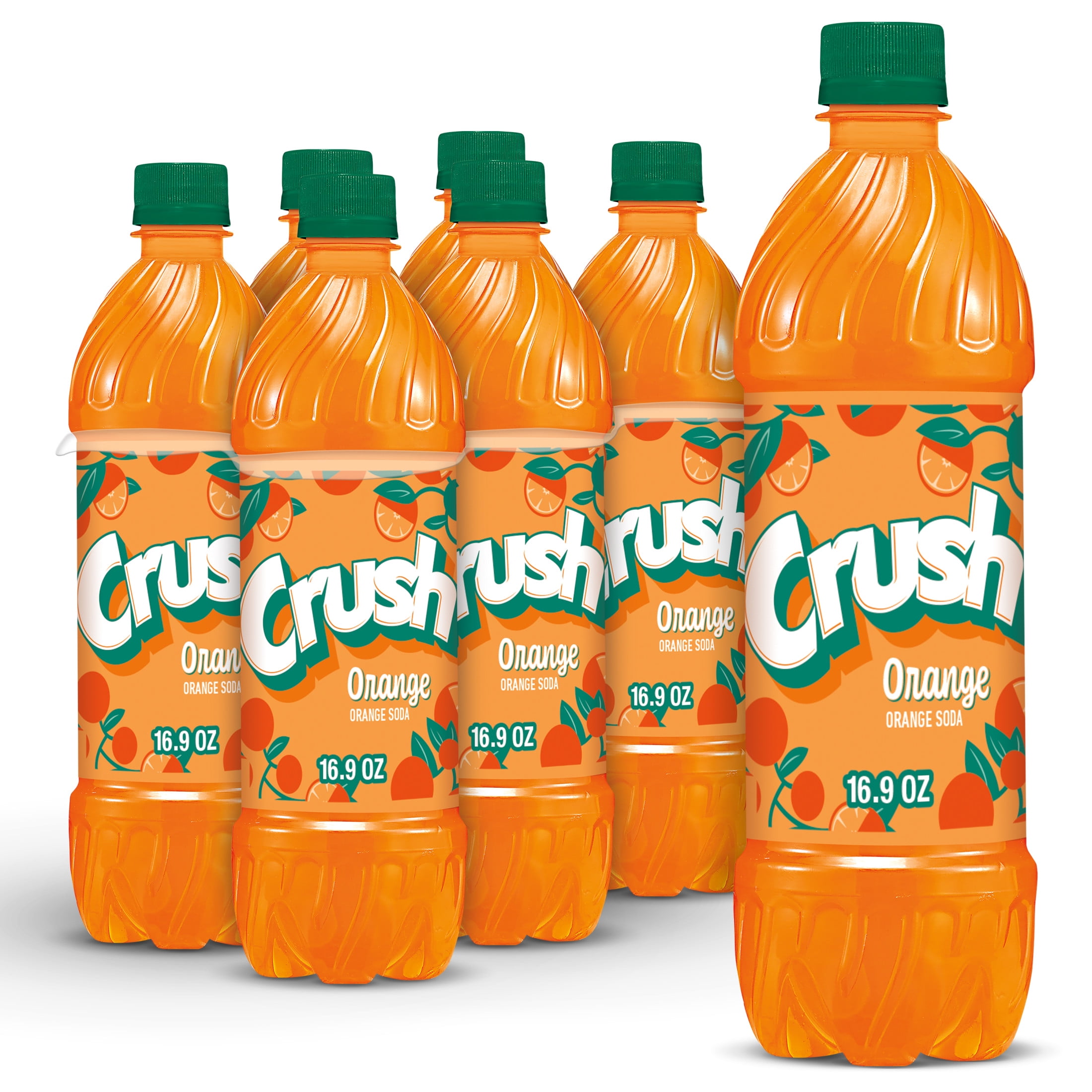 Crush Caffeine Free Orange Soda Pop, 16.9 fl oz, 6 Pack Bottles