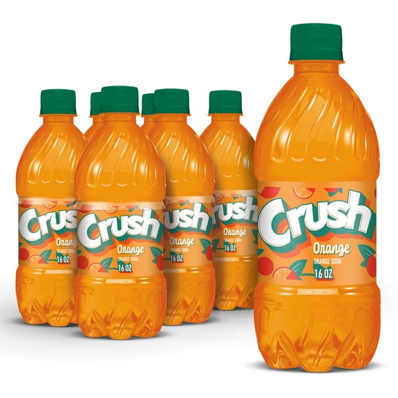 Crush Caffeine Free Orange Soda Pop, 16 fl oz, 6 Pack Bottles