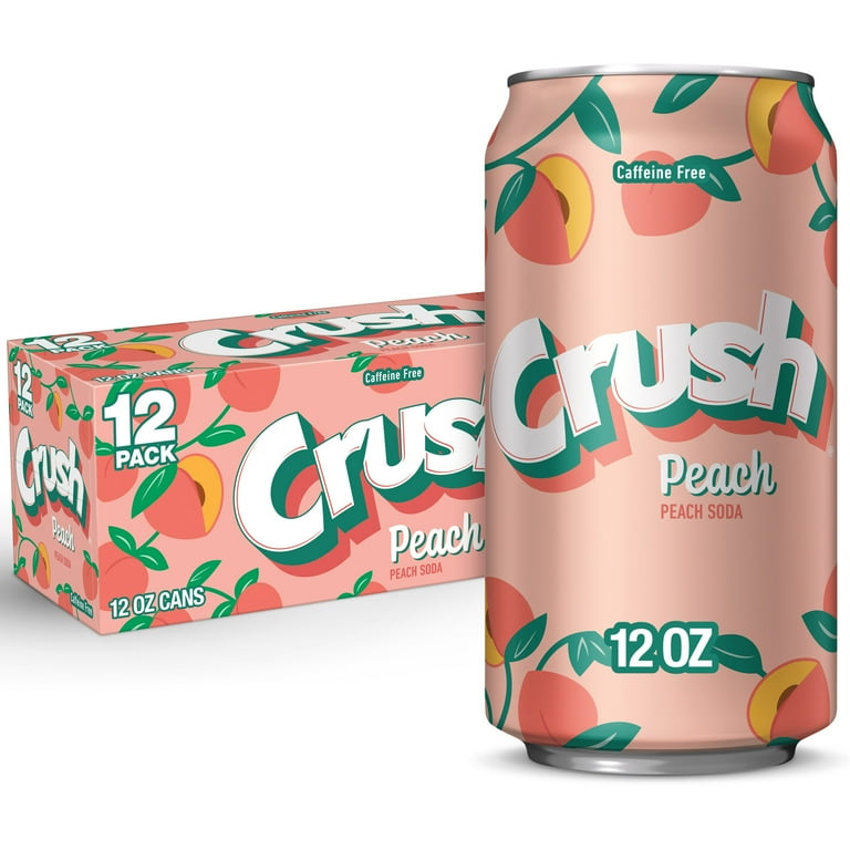Crush Bold & Refreshing Peach Soda, Caffeine-Free, 12 fl oz, 12