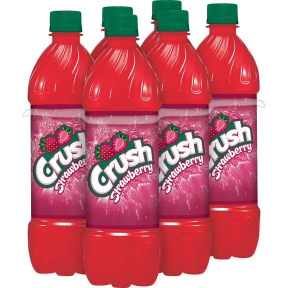 Crush Caffeine Free Strawberry Soda Pop, 16.9 fl oz, 6 Pack Bottles