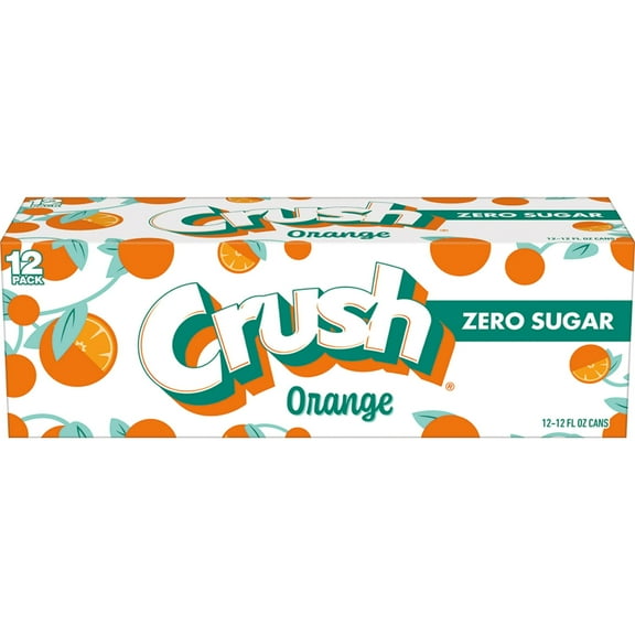 Crush Caffeine Free Zero Sugar Orange Soda Pop, 12 fl oz, 12 Pack Cans