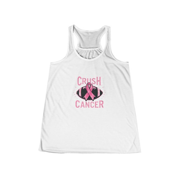 Crush Cancer Football Awareness Women's Flowy Racerback Tank