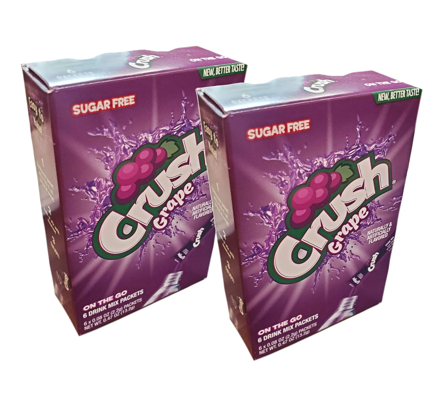 Crush Grape Caffeine/Sugar Hydrating OntheGo Drink Mix Packets 2 Pk