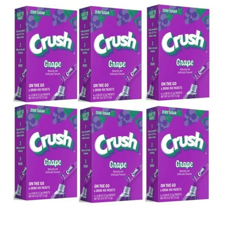 Crush Grape Powder Drink Mix Sugar Free 6 Count (Pack of 6)