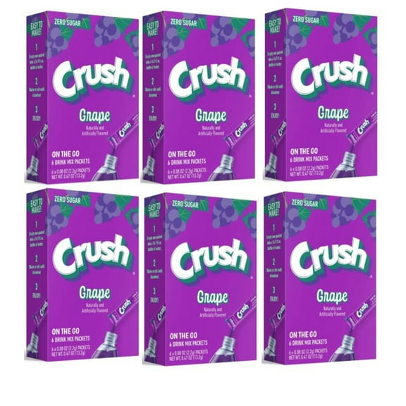 Crush Grape Powder Drink Mix Sugar Free 6 Count (Pack of 6)