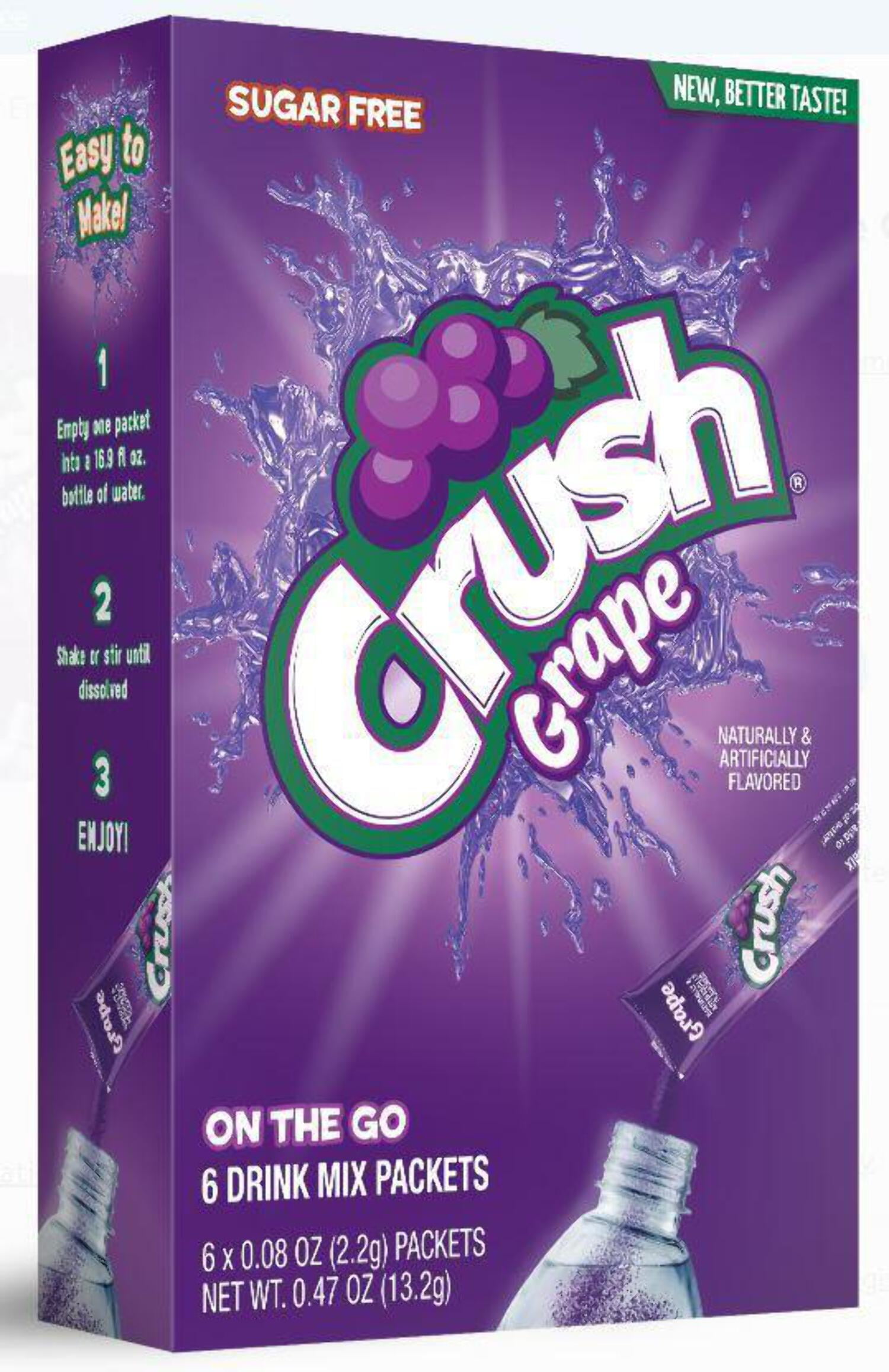 Crush Grape, Powdered Drink Mix, On the Go Drink Mix, 0.09 oz, 6 count
