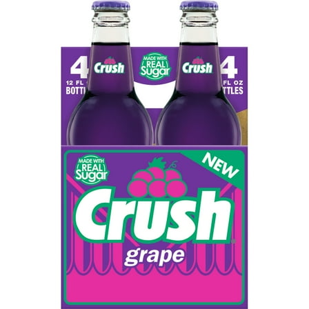 Crush Grape Soda Made with Sugar, 12 fl oz, 4 pack