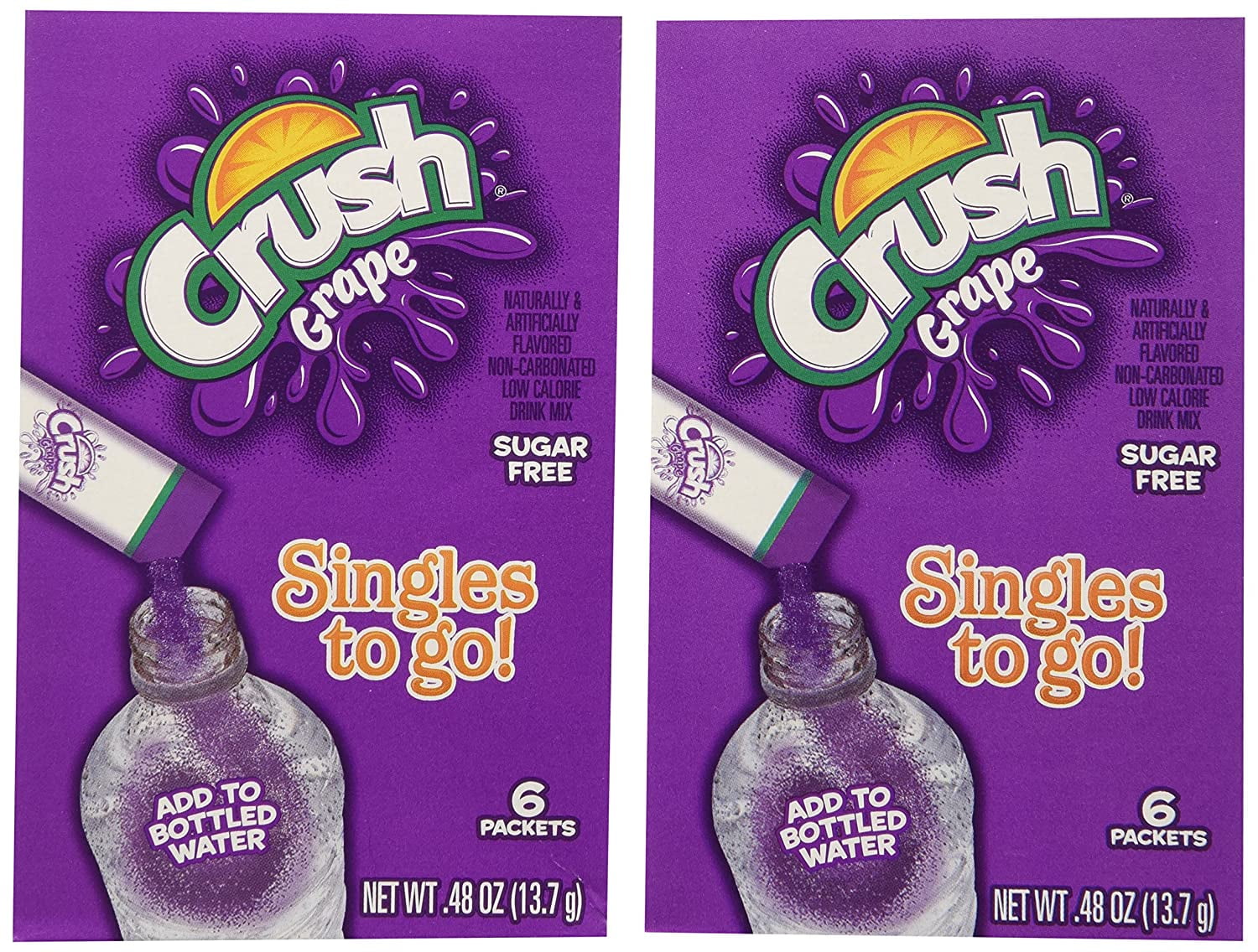 Crush Grape Sugar Free Singles to go, 6 Pouches Boxes (Pack of 9)