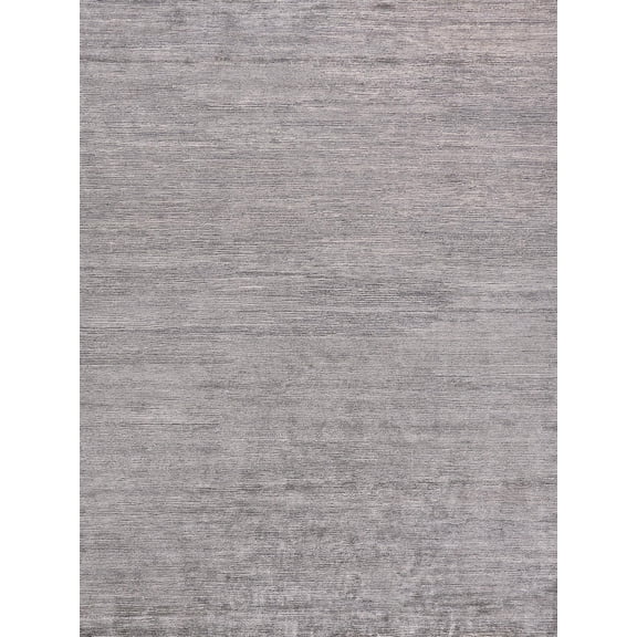 Crush Hand-Knotted Bamboo Silk Dark Silver/Silver 9'x12' Area Rug