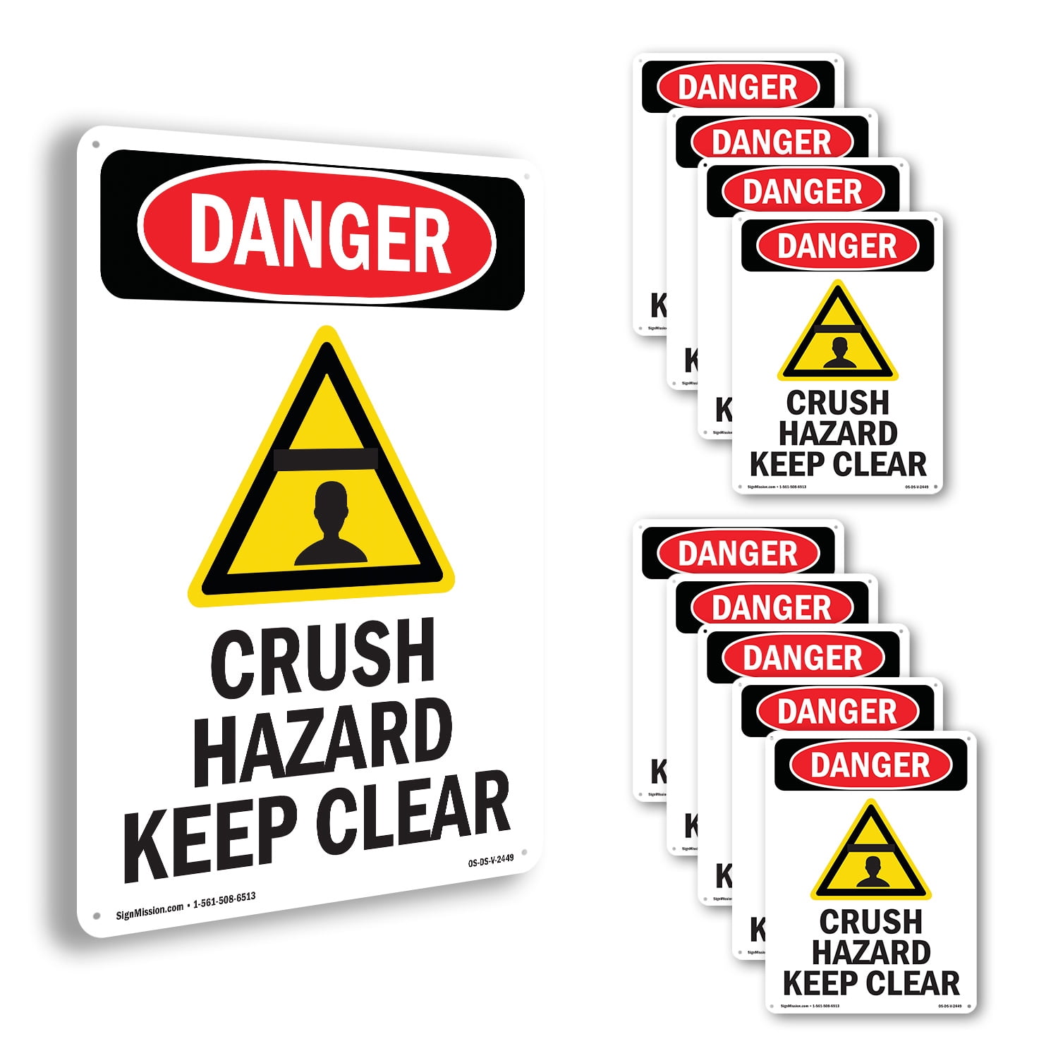 Crush Hazard Keep Clear OSHA Danger Aluminum Sign 18 Inch x 12 Inch ...