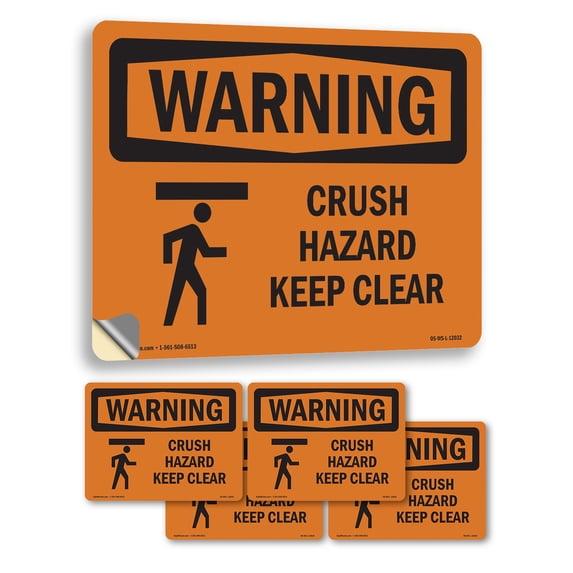 Crush Hazard Keep Clear With Symbol OSHA WARNING Vinyl Decal Label 18 ...