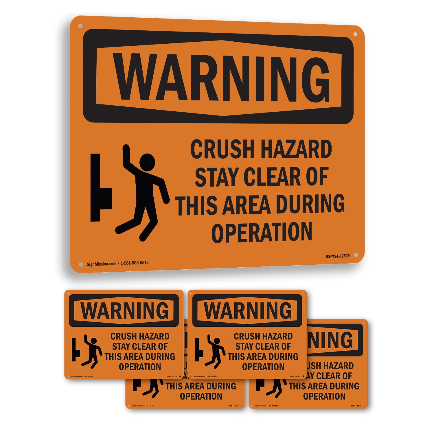 Crush Hazard Stay Clear OSHA WARNING Aluminum Sign 10 Inch x 7 Inch - 5 ...