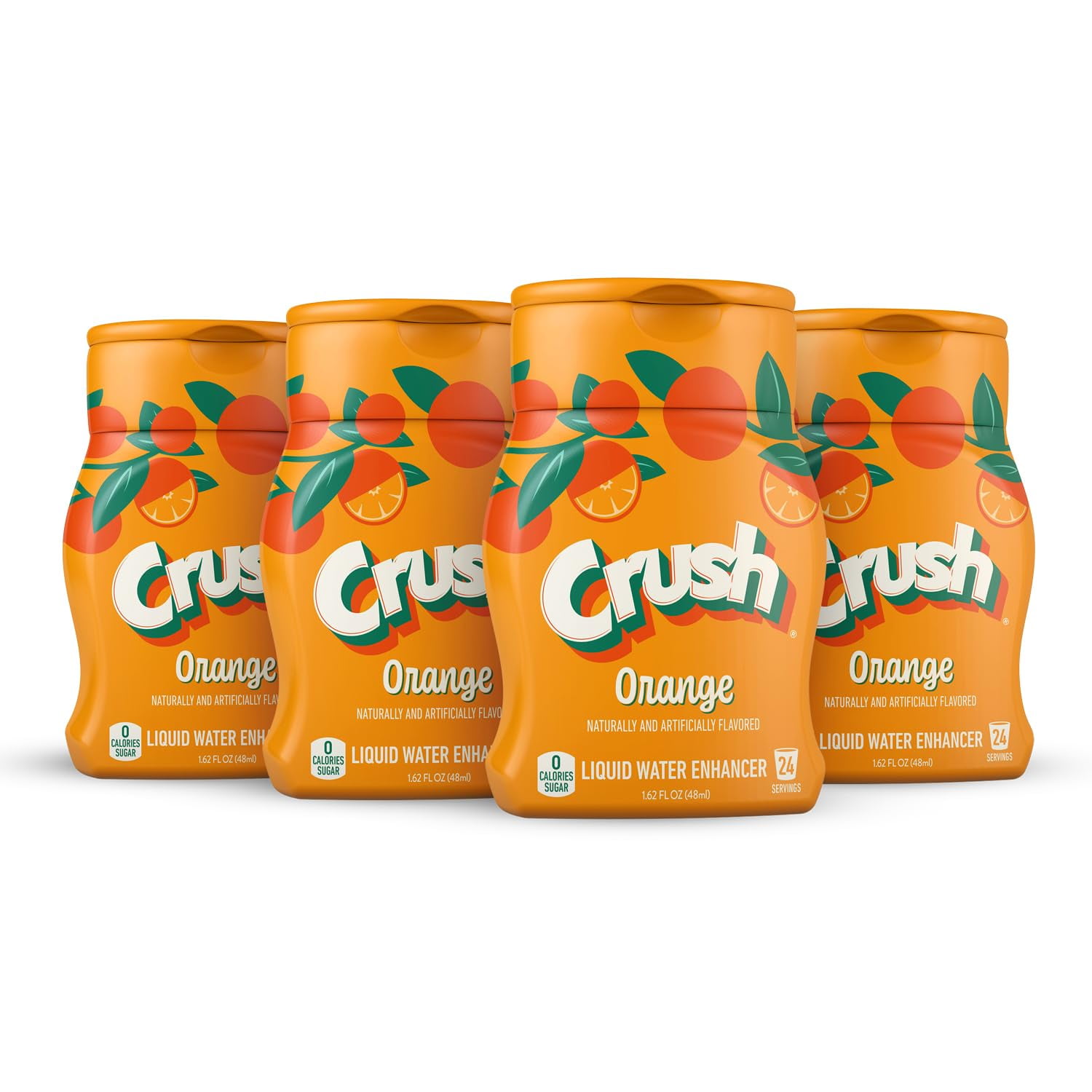Crush, Orange, Liquid Water Enhancer - AIS1&nbsp;New, Better Taste! (4 Bottles, Makes 96 Flavored Water Drinks) - Sugar Free, Zero Calorie