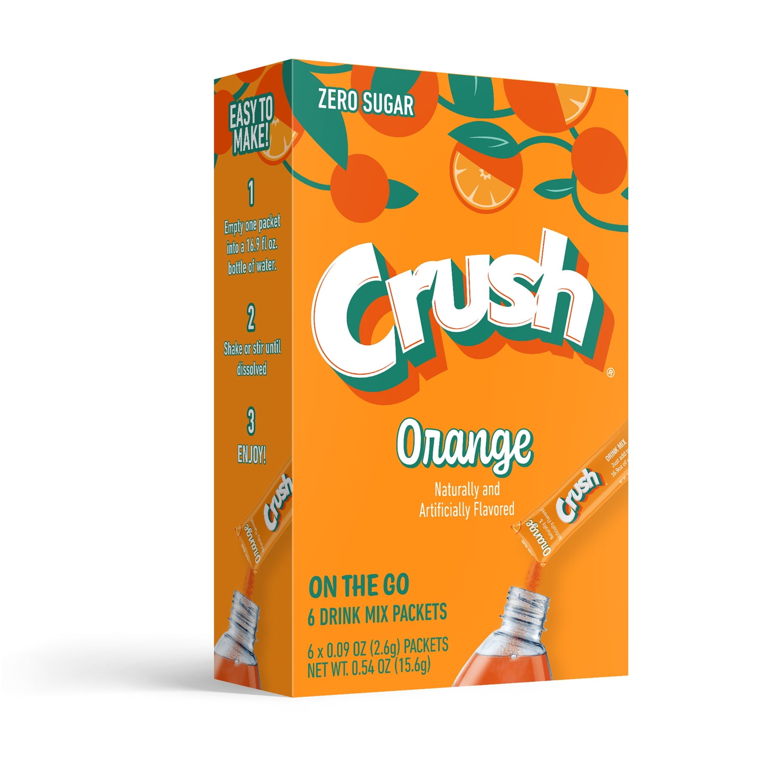 Crush Orange Powder Drink Mix, Sugar-Free, 6 Count