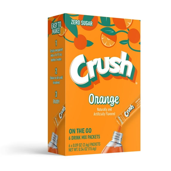 Crush Orange Powder Drink Mix, Sugar-Free, 1 Box, 6 Sachet per Box
