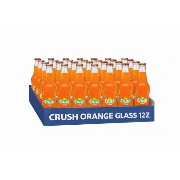 Crush Orange Soda, 12 fl oz Glass Bottles (24 Pack) Classic Orange Flavored Soft Drink