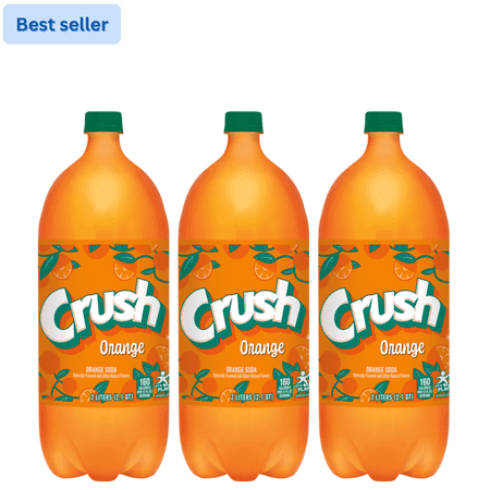 Crush Orange Soda, Sweet Classic Citrus Carbonated Soft Drink, 2 Liter Bottles, Pack of 3 Family Size