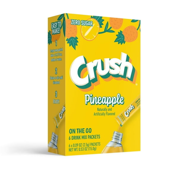 Crush Pineapple Powder Drink Mix Sugar Free 6 Count (Pack of 6)