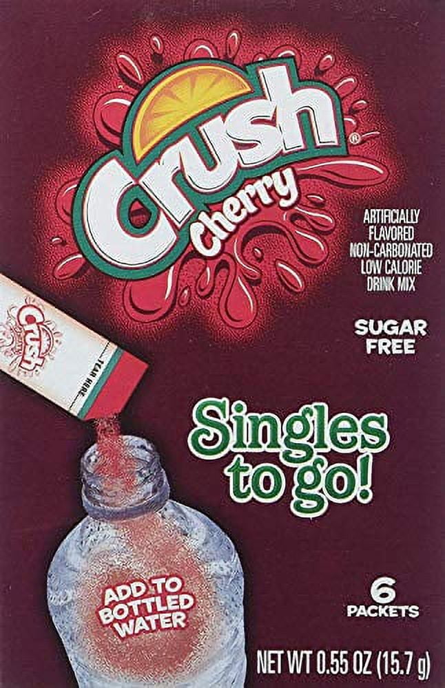 Crush Singles To Go Powder Packets, Water Drink Mix, Cherry, Non-Carbonated, Sugar Free Sticks, Quantity of 12