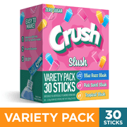 Crush Slush Powder Drink Mix Variety Pack, Blue Razz, Pink Swirl & Tropical, 30 Sticks