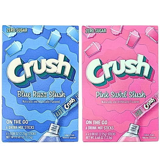 Crush Slush Powder Drink Mix Bundle- Blue Razz, Pink Swirl & Tropical ...