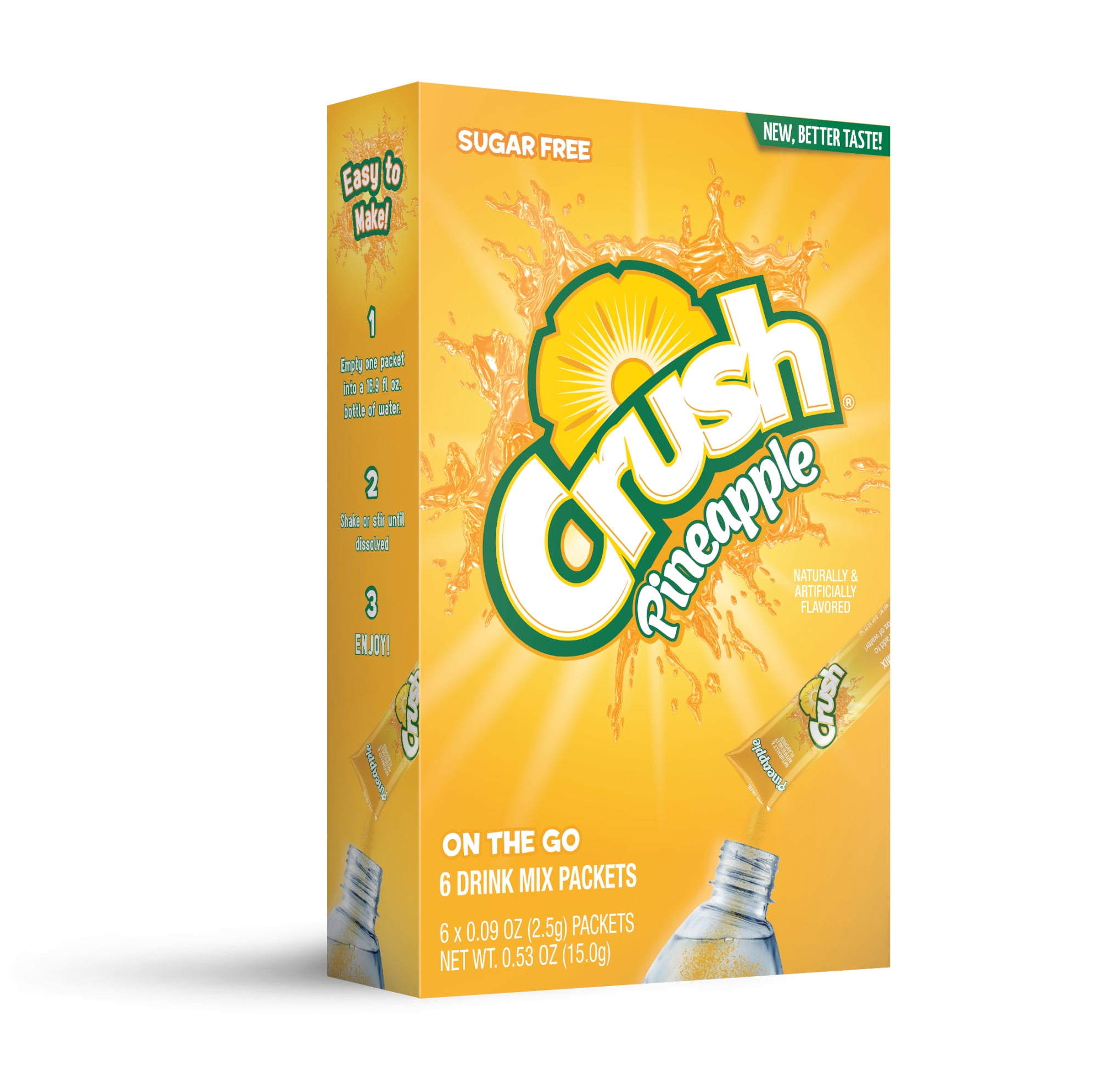 Crush, Sugar Free, Powder Drink Mix, Pineapple, 6ct, ontheGo