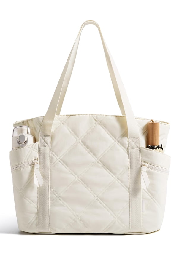 Crush Tote Bag for Women, 20L Puffer Work Tote with Zipper, Travel Essentials Quilted Nurse Hospital Bag