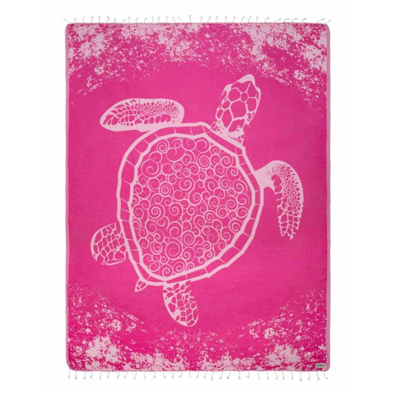 Crush Turtle Fuschia X-Large Cotton Beach Towel