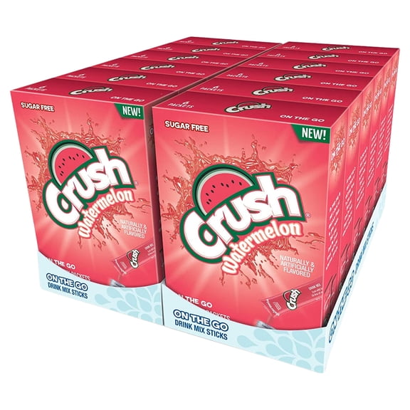 Crush, Watermelon Powder Drink Mix Sugar Free & Delicious, Makes 72 flavored water beverages