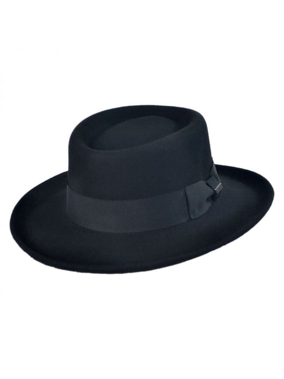 Crushable Wool Felt Gambler Hat - L - Black