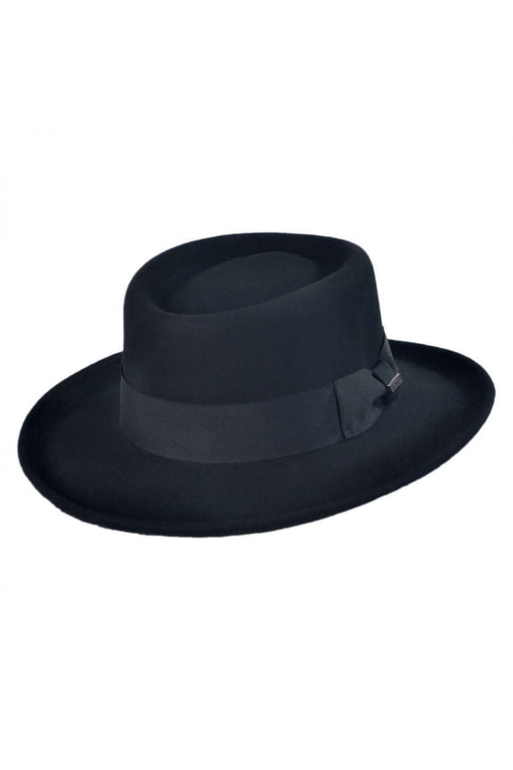 Crushable Wool Felt Gambler Hat - L - Black