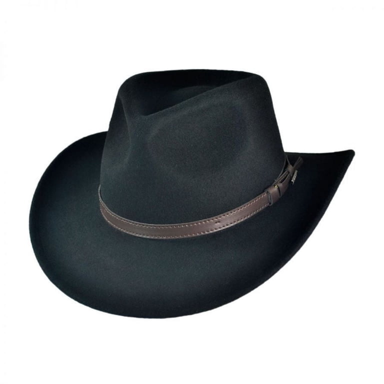5319 Men & Women\'s Felt Hat Wide Brim Western Outback Style Cowboy Hat Black IFSUN Men & Women main image 2