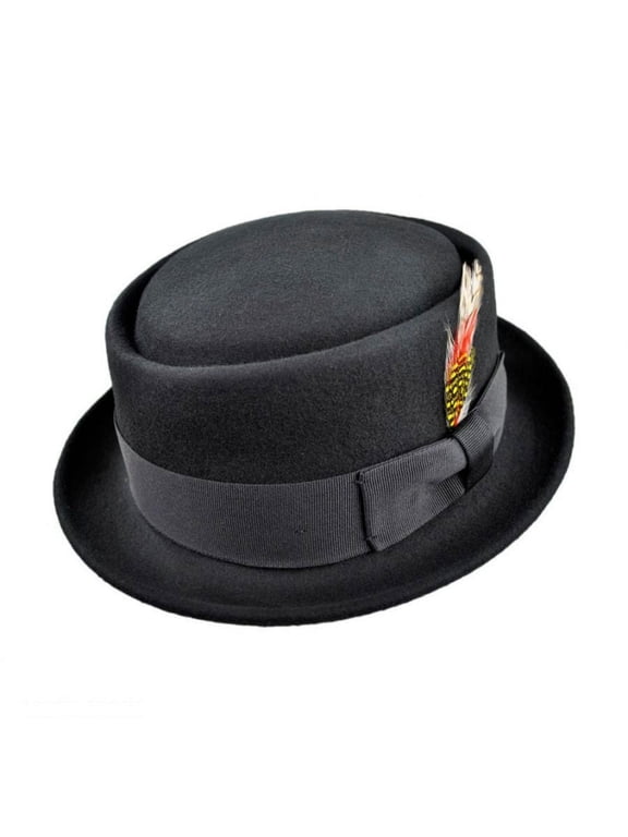 Crushable Wool Felt Pork Pie Hat - L - Black